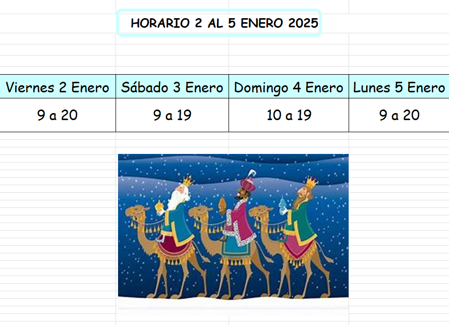 Lee más sobre el artículo Horario 2-5 Enero 2026